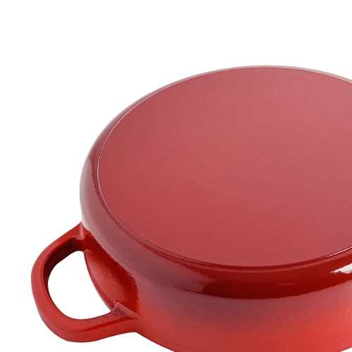 Enameled Cast Iron Braiser/Frypan round  33CM Red - Red Rhino