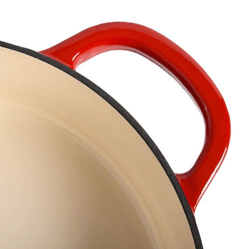 Enameled Cast Iron Braiser/Frypan round  33CM Red - Red Rhino