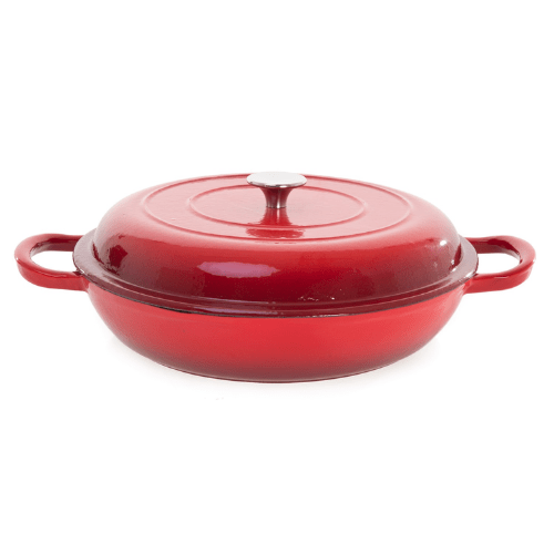 Enameled Cast Iron Shallow round Pot - 30 CM Red-HM-BA174 - Red Rhino