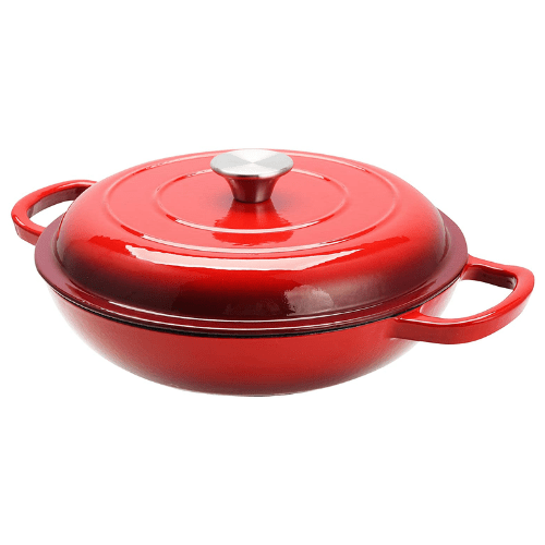 Enameled Cast Iron Shallow round Pot - 30 CM Red-HM-BA174 - Red Rhino