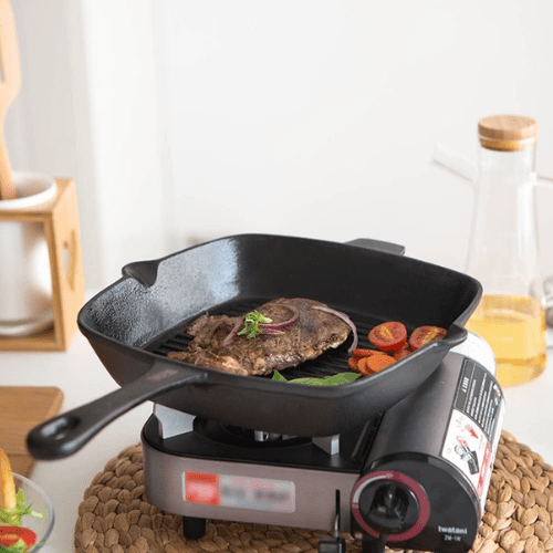 Cast Iron Skillet Square Frying Pan - Oven Safe Grill Cookware 26CMHM-BA186 - Red Rhino