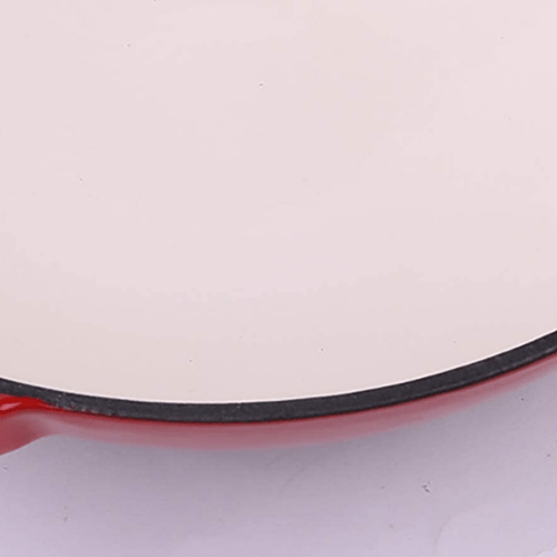Enameled Cast Iron Wok Pan - 30CM Red -HM- BA179 - Red Rhino