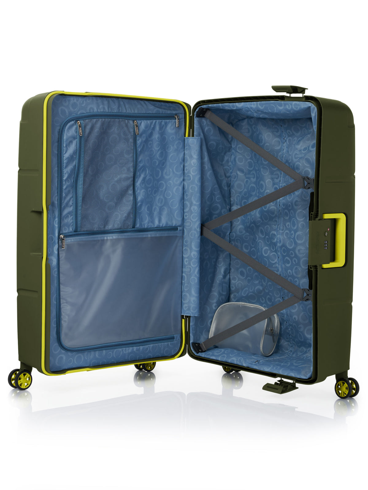 American Tourister Circurity Olive Green suitcase interior