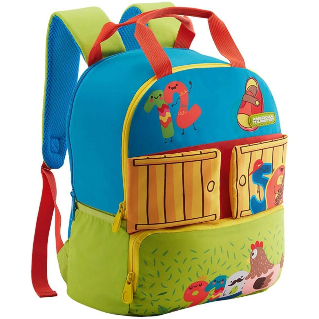 American Tourister Coodle Backpack 02 — Blue / Green — front view, angled view
