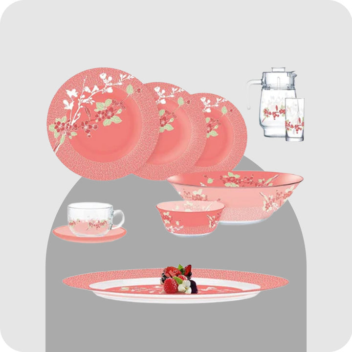 Luminarc Japanese 46-Pieces Dinner Set, Pink