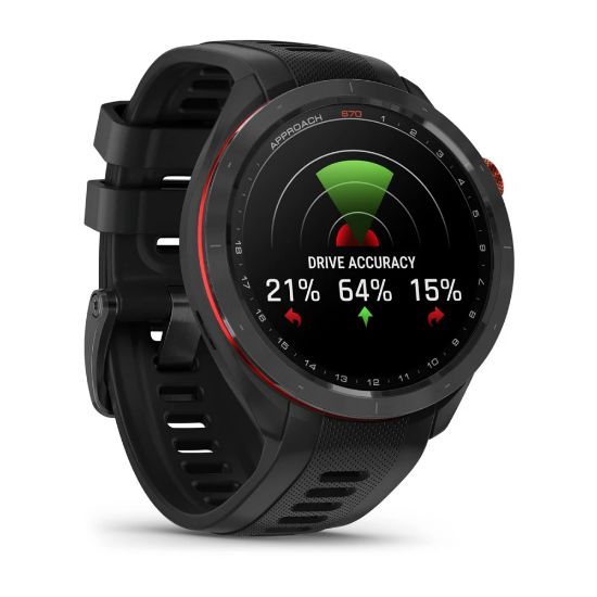 Garmin Approach S70, angled view showing drive accuracy with black band