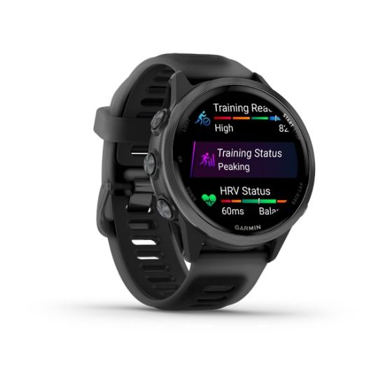 Garmin Forerunner 570, angled view showing training status and recovery information