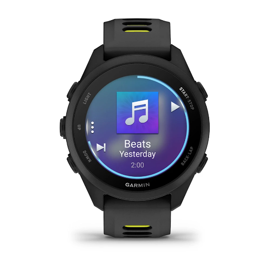 Garmin Forerunner 170 Music, front display showing music controls