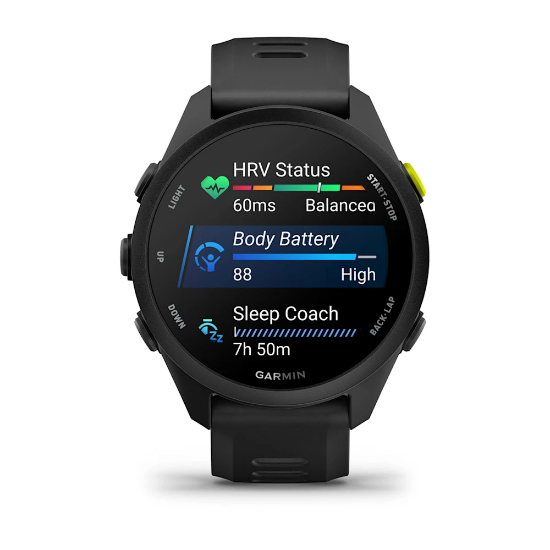 Garmin Forerunner 70, front display showing recovery and sleep information