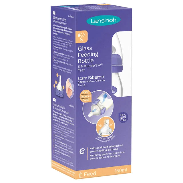 Lansinoh Glass Feeding Bottle With Natural Wave Teat smallÂ®-160 Ml-77240 - Red Rhino