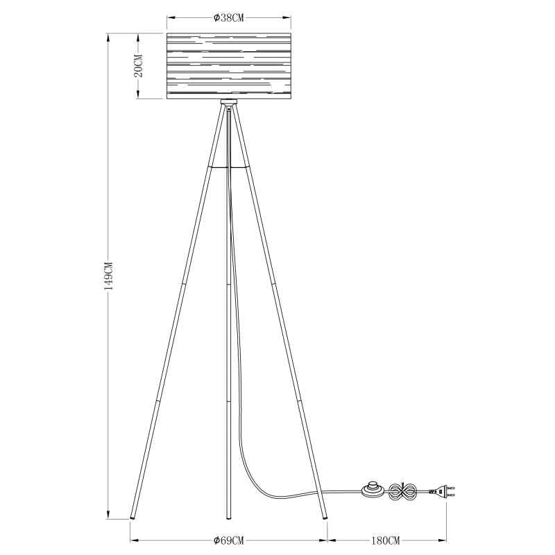 GLOBO TUNNO Floor Lamp Black Gold E27 15342S | Buy in Kenya | Red Rhino