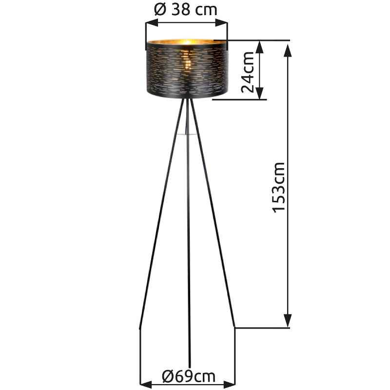 GLOBO TUNNO Floor Lamp Black Gold E27 15342S | Buy in Kenya | Red Rhino