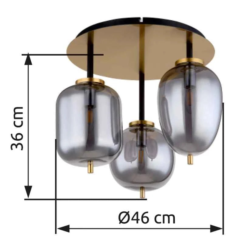 GLOBO BLACKY I Ceiling Light Brass Smoked Glass 3xE14 15345-3DMM | Buy in Kenya | Red Rhino