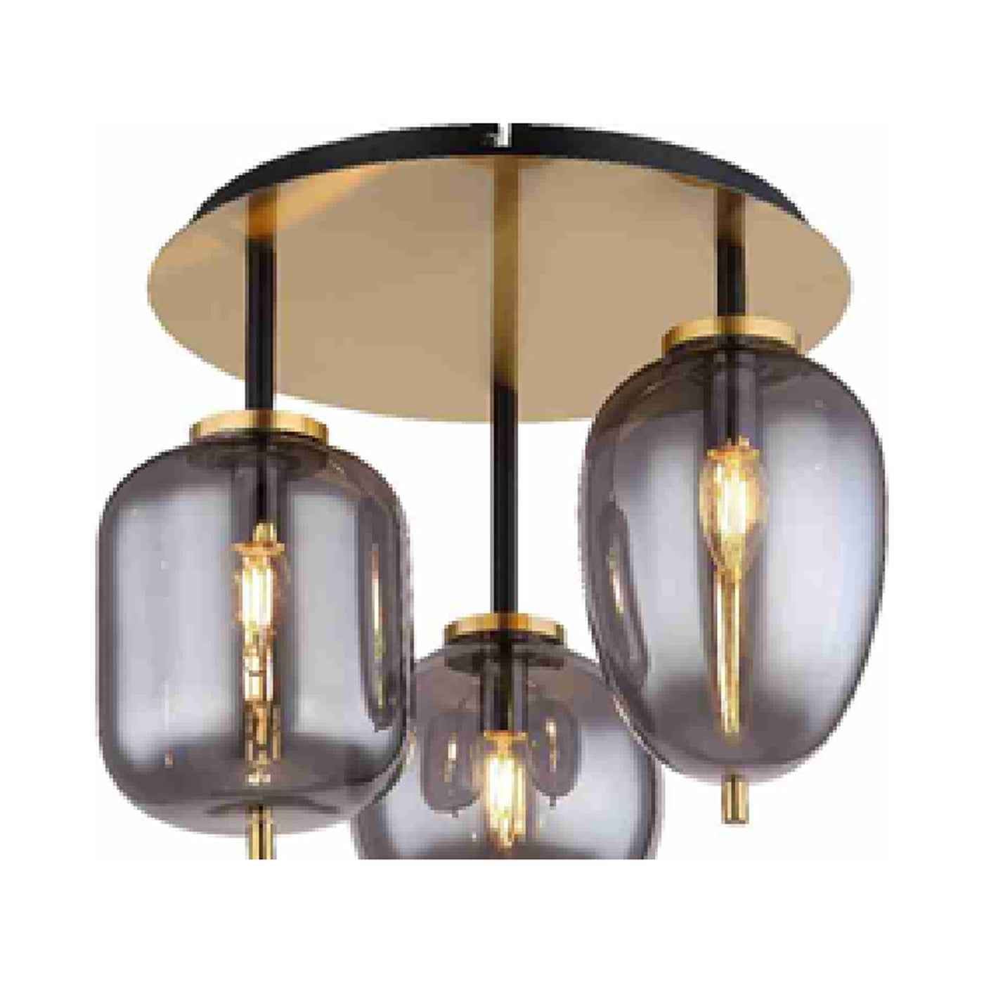 GLOBO BLACKY I Ceiling Light Brass Smoked Glass 3xE14 15345-3DMM | Buy in Kenya | Red Rhino
