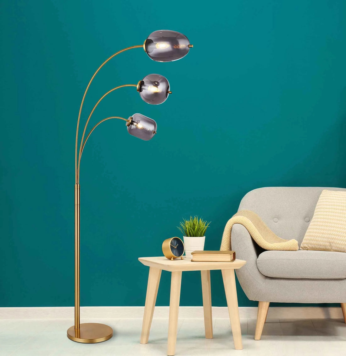 GLOBO BLACKY I Floor Lamp Brass Smoked Glass 3xE14 15345-3SMM | Buy in Kenya | Red Rhino