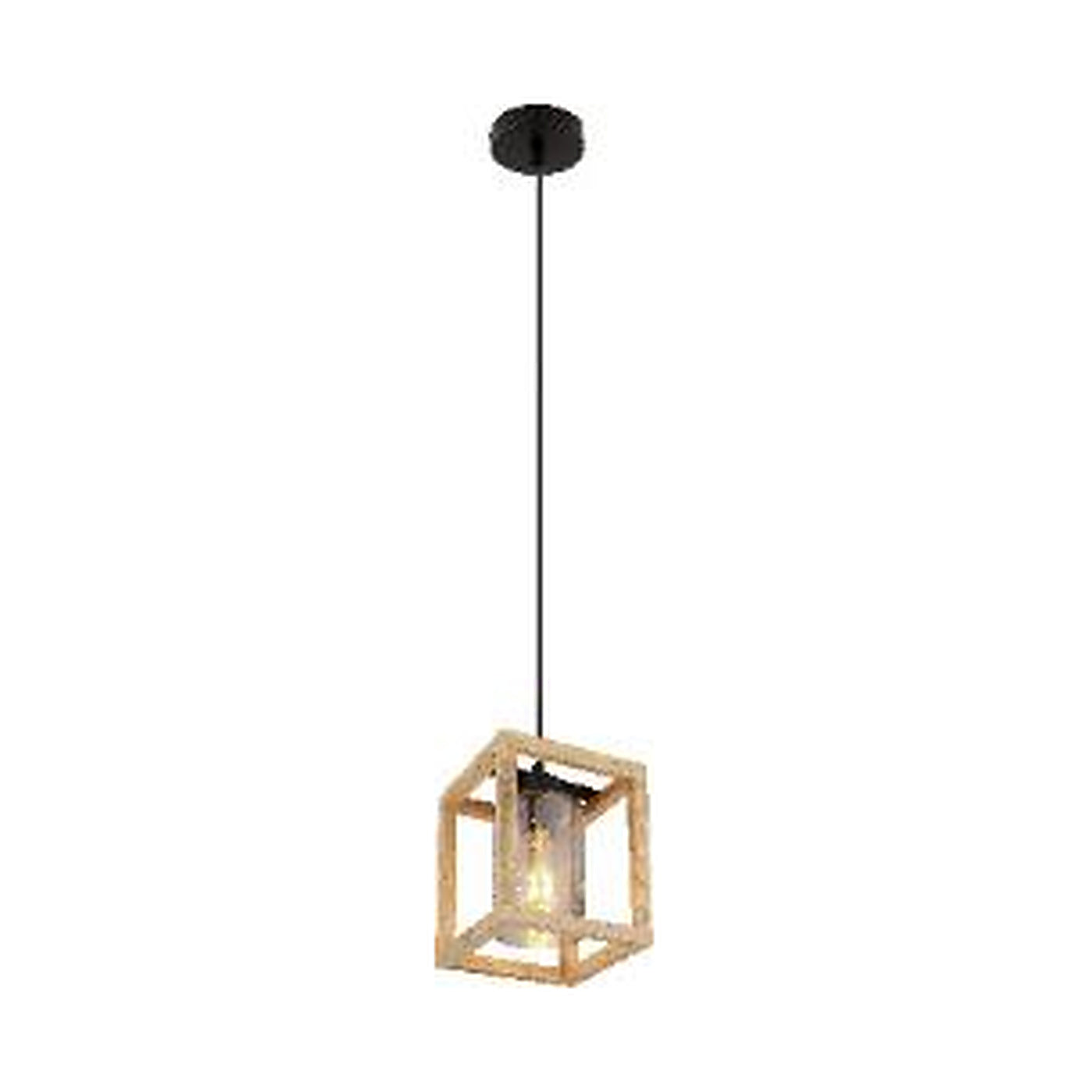 GLOBO PETTEY Pendant Light Dark Brown Smoked Glass E27 15497H - square hero product image