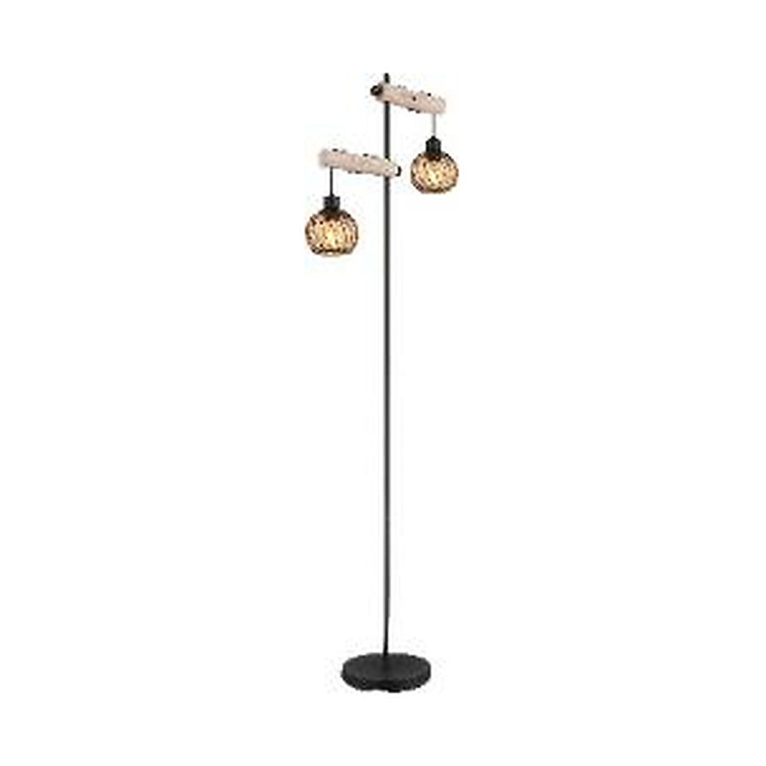 GLOBO PAULO Floor Lamp Black Natural Wood Amber 2xE27 15534S - square hero product image