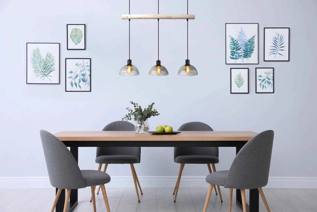 GLOBO LINDI Pendant Light Black Natural Wood Smoked Glass 3xE27 15535-3H | Buy in Kenya | Red Rhino