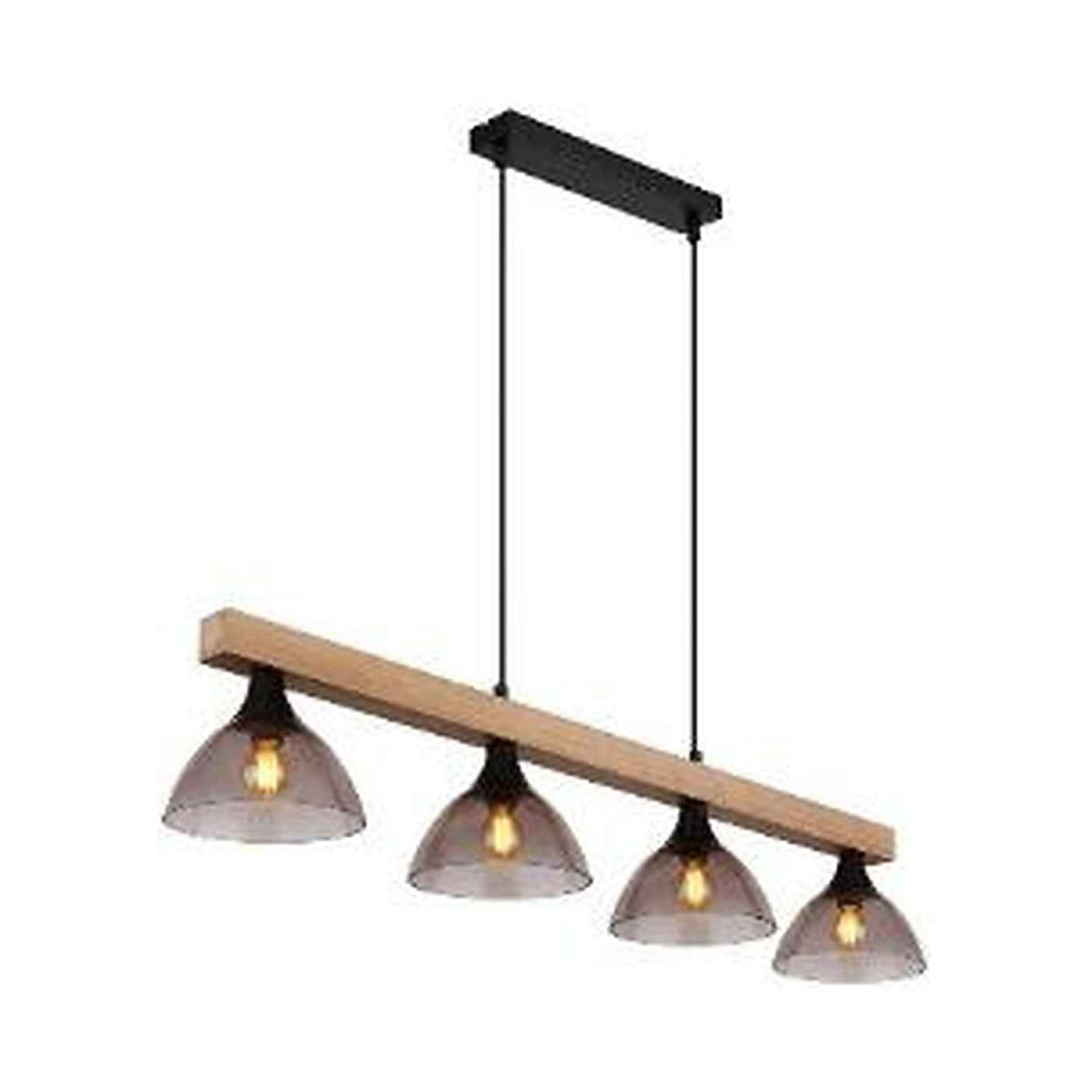 GLOBO Pendant Light Black Natural Wood Smoked Glass 4xE14 15544-4H | Buy in Kenya | Red Rhino