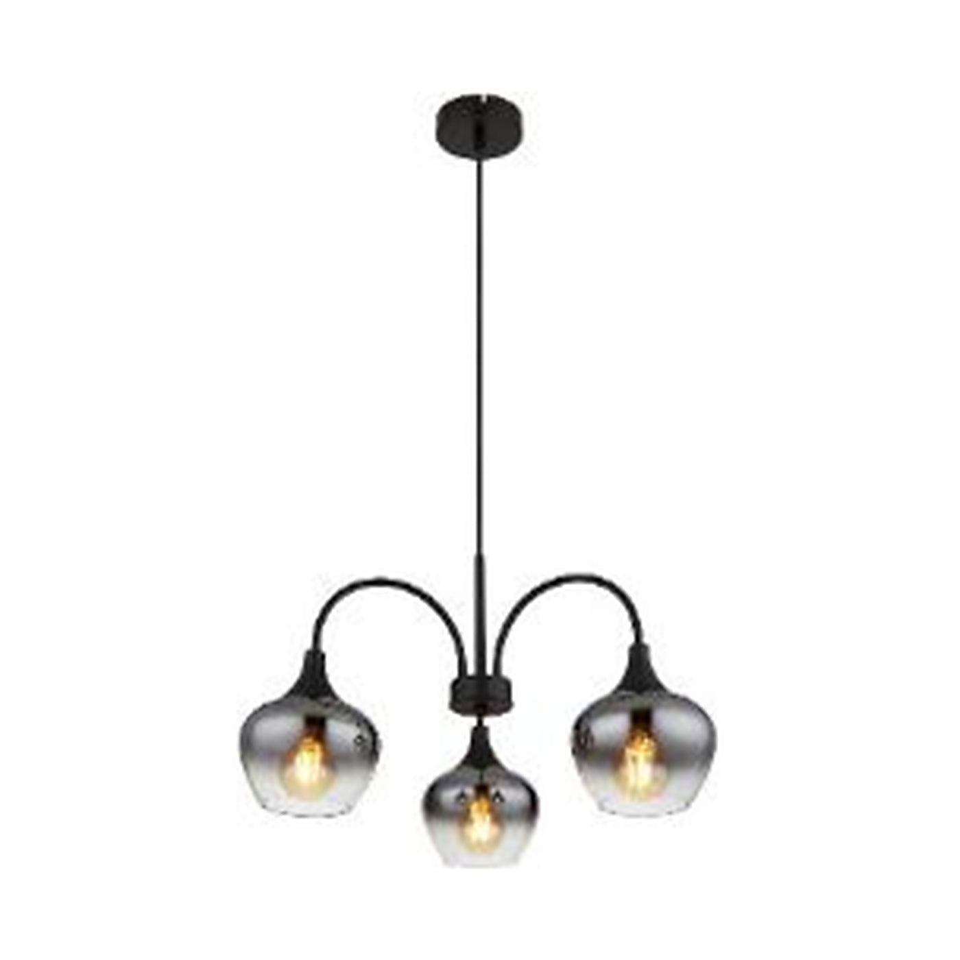 GLOBO Pendant Light Black Smoked Glass 3xE27 15548-3H1 - square hero product image