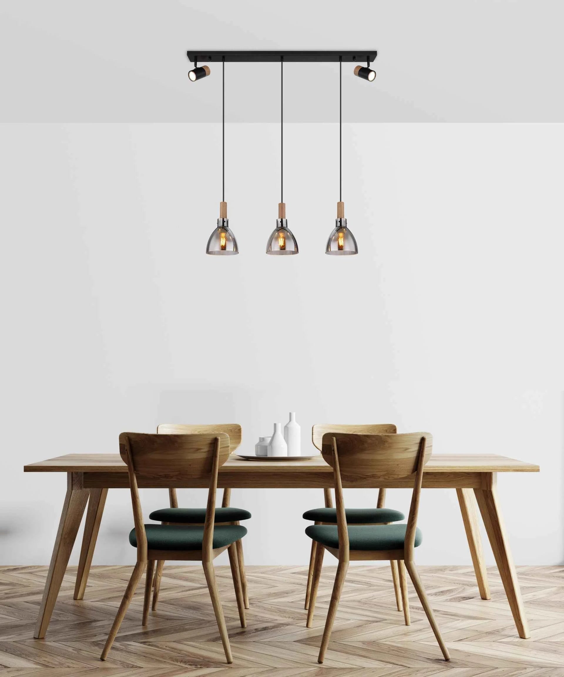 GLOBO MATTEA Pendant Light Black Smoked Glass 3xE27 + 2xGU10 15550-3H | Buy in Kenya | Red Rhino