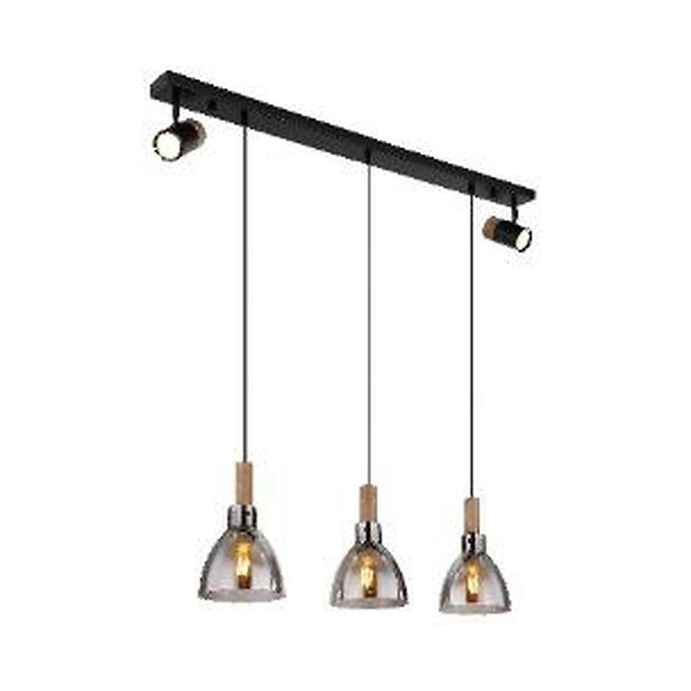 GLOBO MATTEA Pendant Light Black Smoked Glass 3xE27 + 2xGU10 15550-3H | Buy in Kenya | Red Rhino