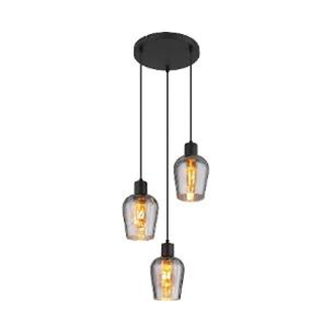 GLOBO Pendant Light Black Smoked Glass 3xE27 15627-3 - square hero product image
