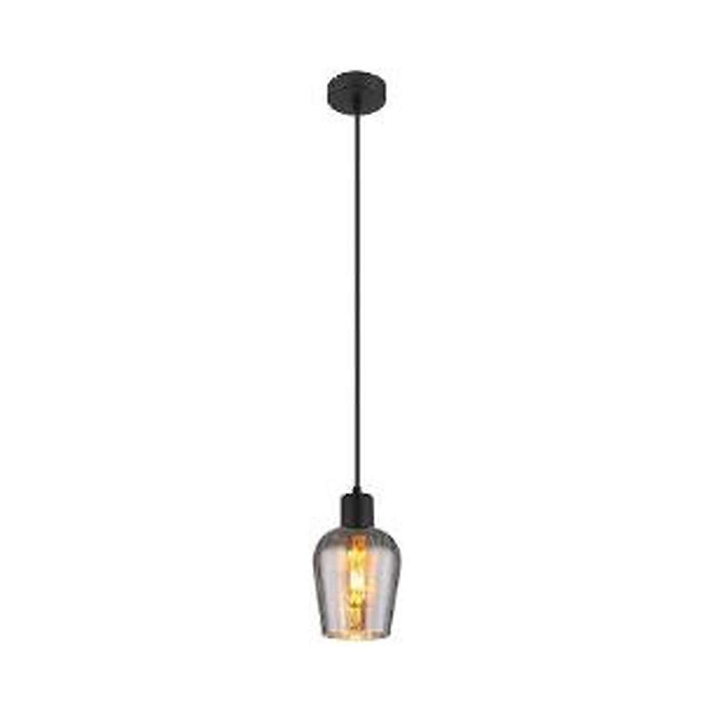 GLOBO Pendant Light Black Smoked Glass E27 15627 - square hero product image