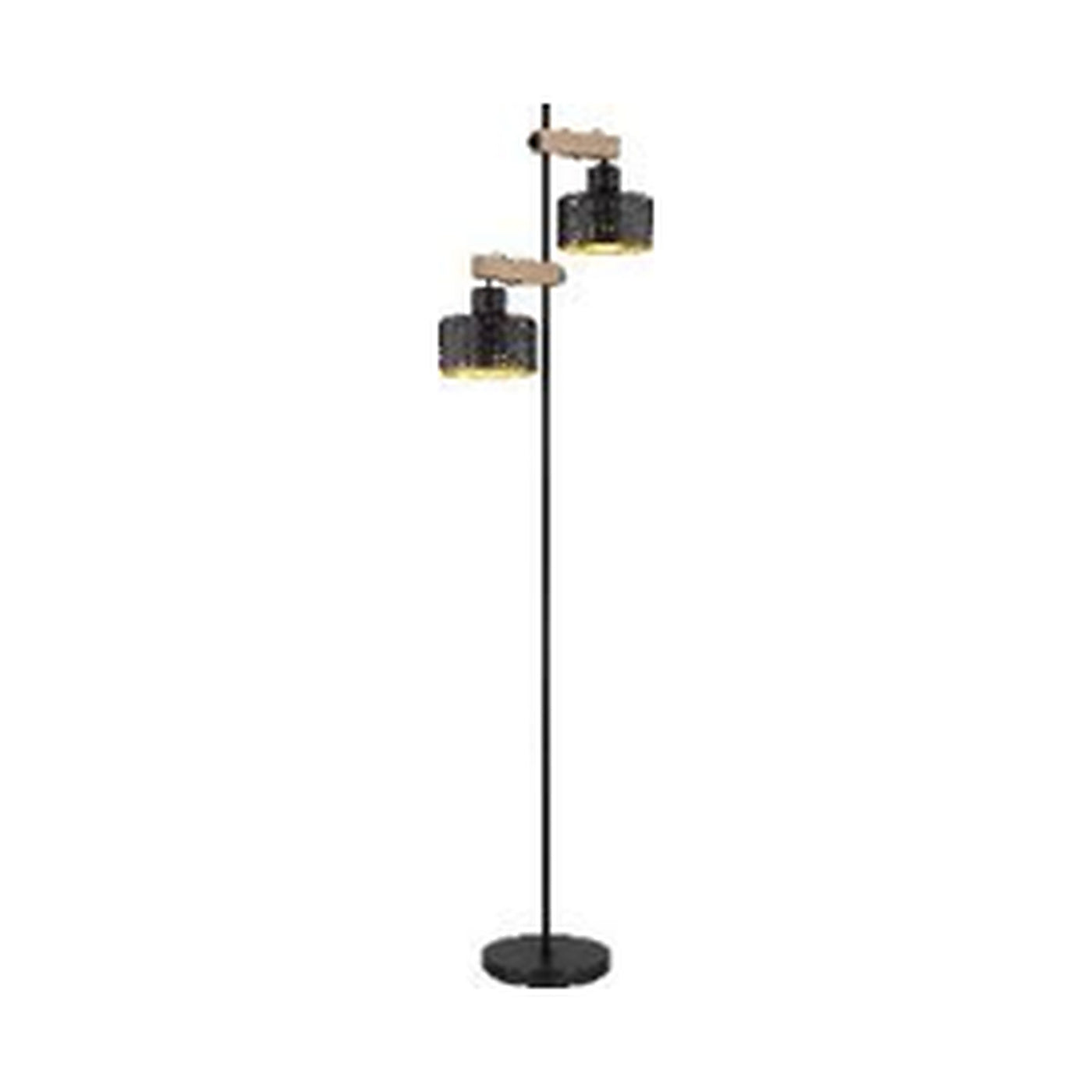 GLOBO Floor Lamp Black Dark Wood Gold 2xE27 15651S - square hero product image