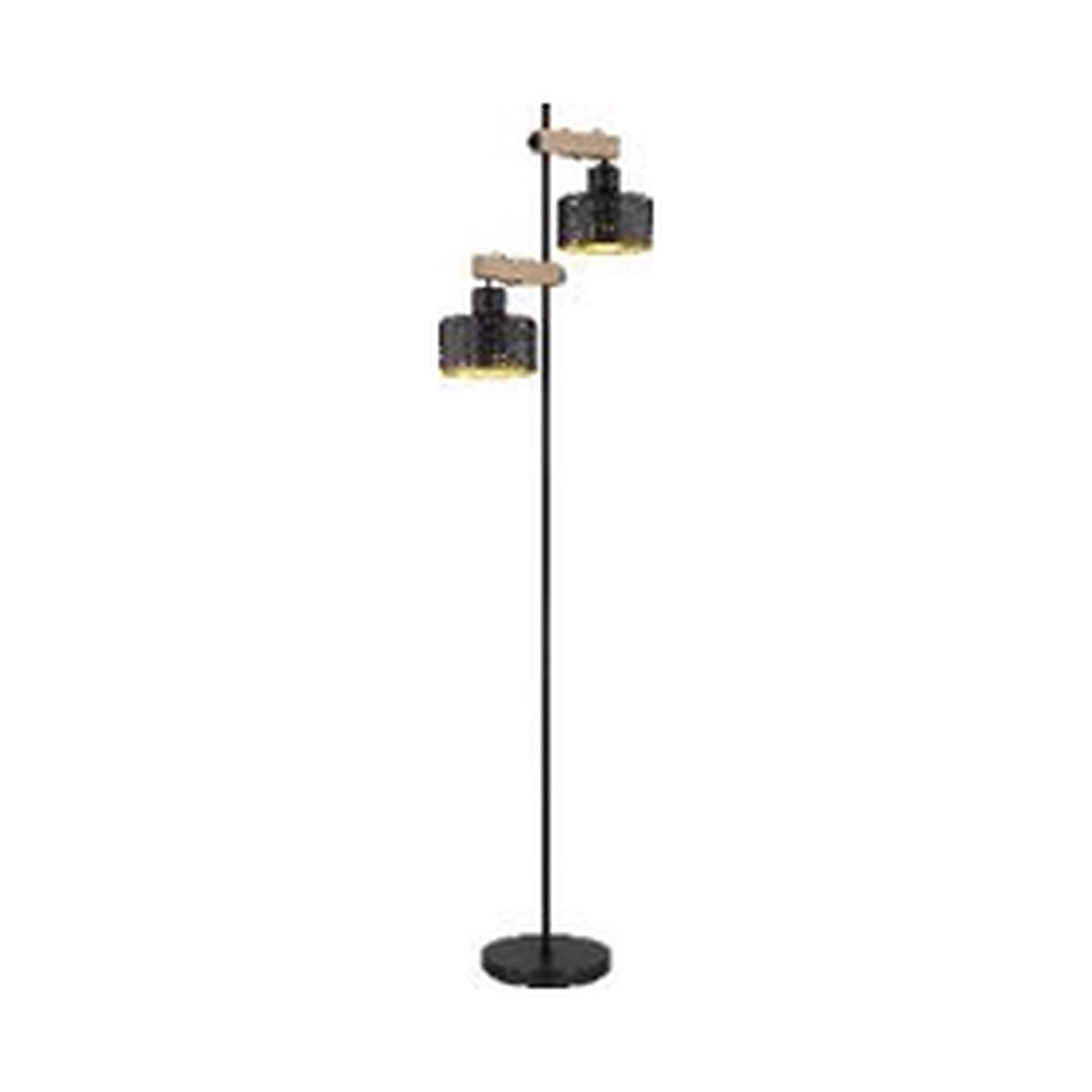 GLOBO Floor Lamp Black Dark Wood Gold 2xE27 15651S - square hero product image