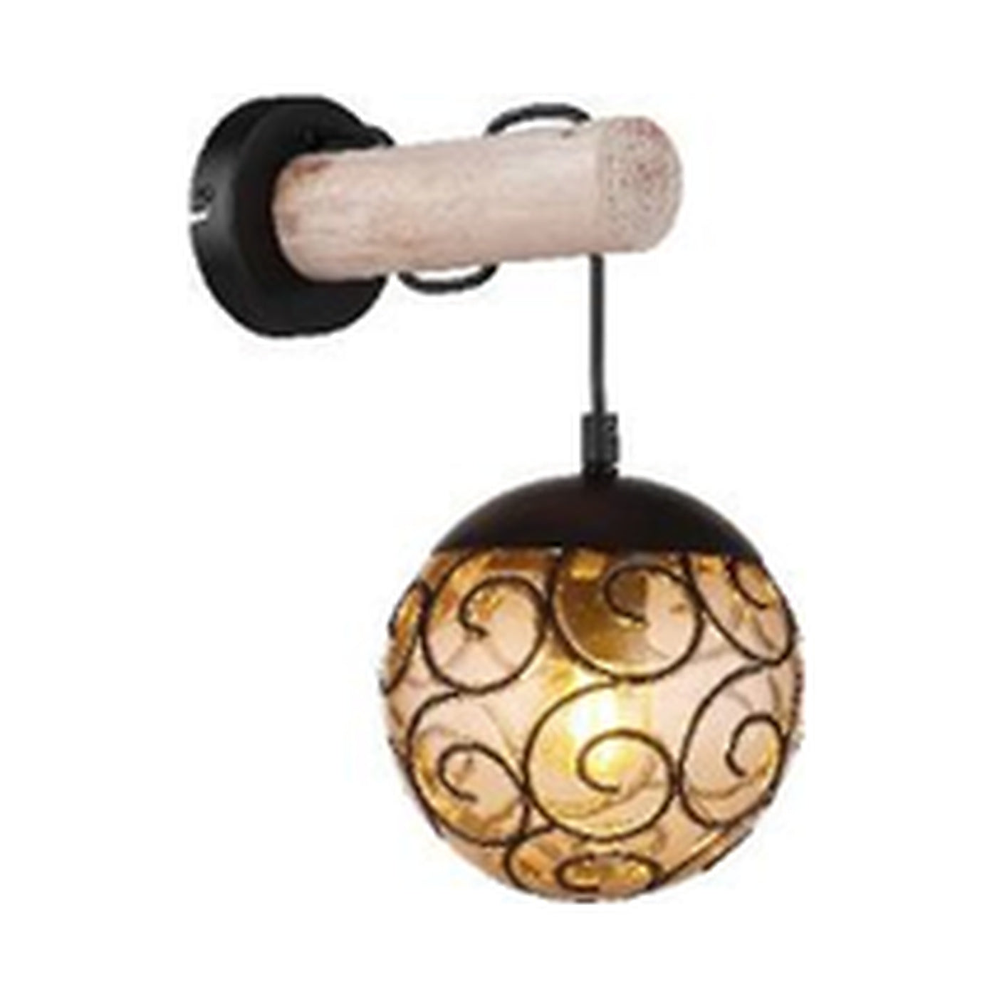 GLOBO Wall Light Black Natural Wood Amber E27 15660W - square hero product image