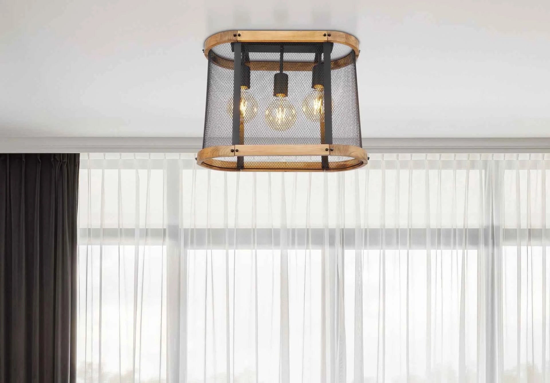 GLOBO Ceiling Lamp Black Dark Wood 3xE27 15661D | Buy in Kenya | Red Rhino