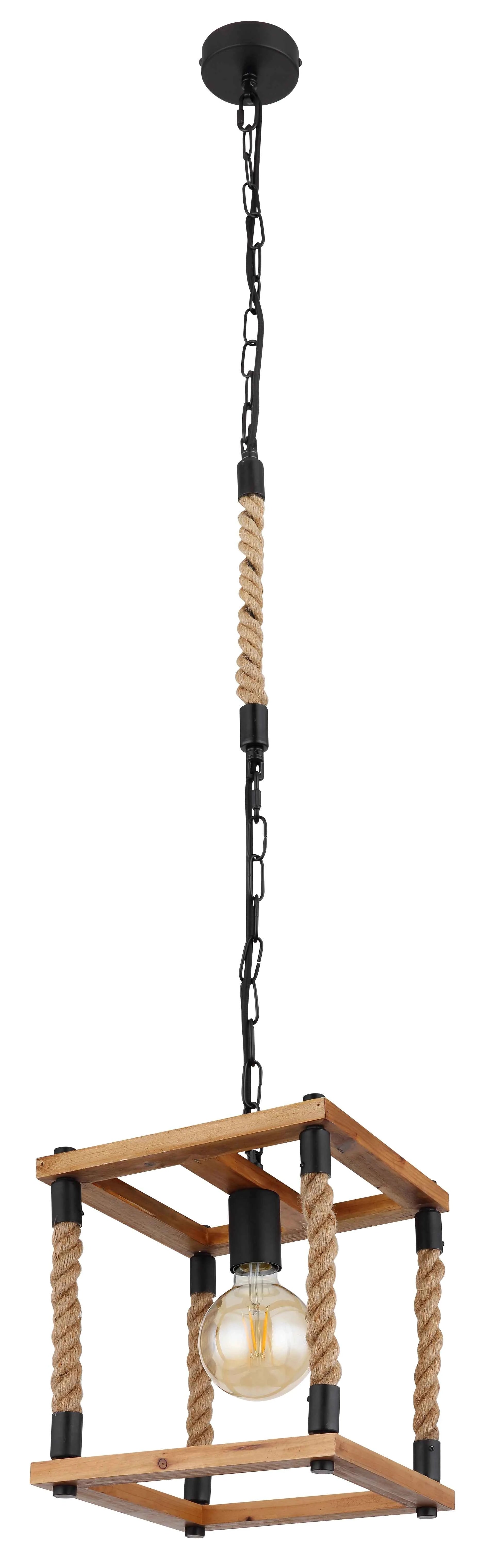 GLOBO Pendant Light Black Natural Wood Hemp E27 15691H | Buy in Kenya | Red Rhino