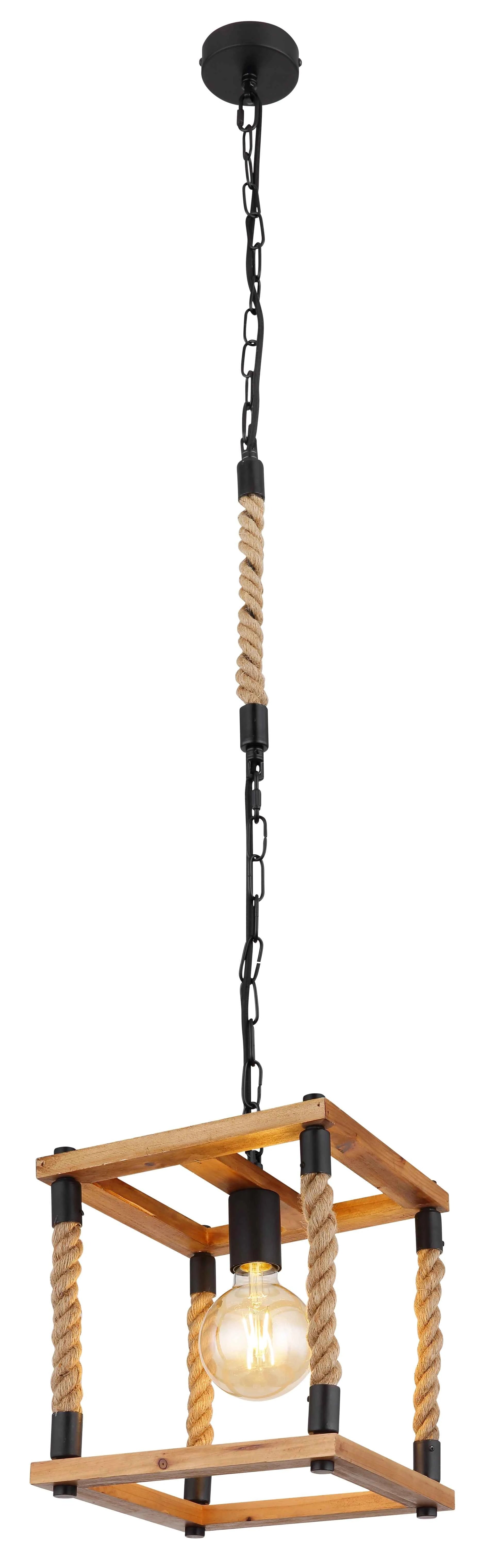 GLOBO Pendant Light Black Natural Wood Hemp E27 15691H | Buy in Kenya | Red Rhino