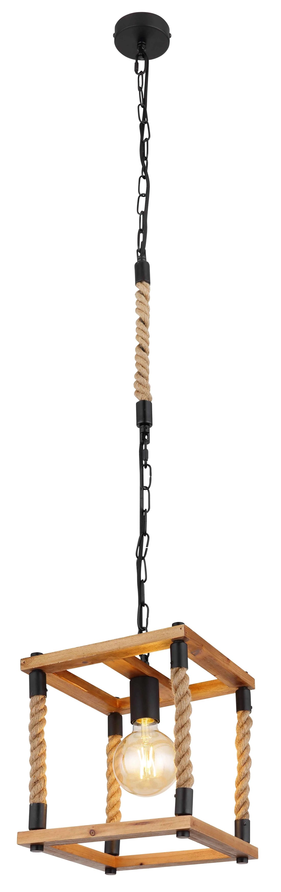 GLOBO Pendant Light Black Natural Wood Hemp E27 15691H | Buy in Kenya | Red Rhino
