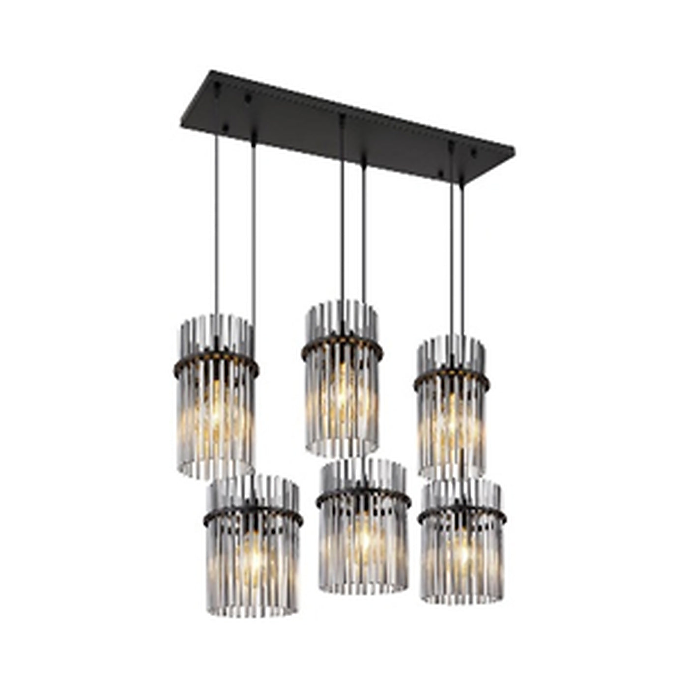 GLOBO Pendant Light Black Smoky Glass 6xE27 15698-6H - square hero product image