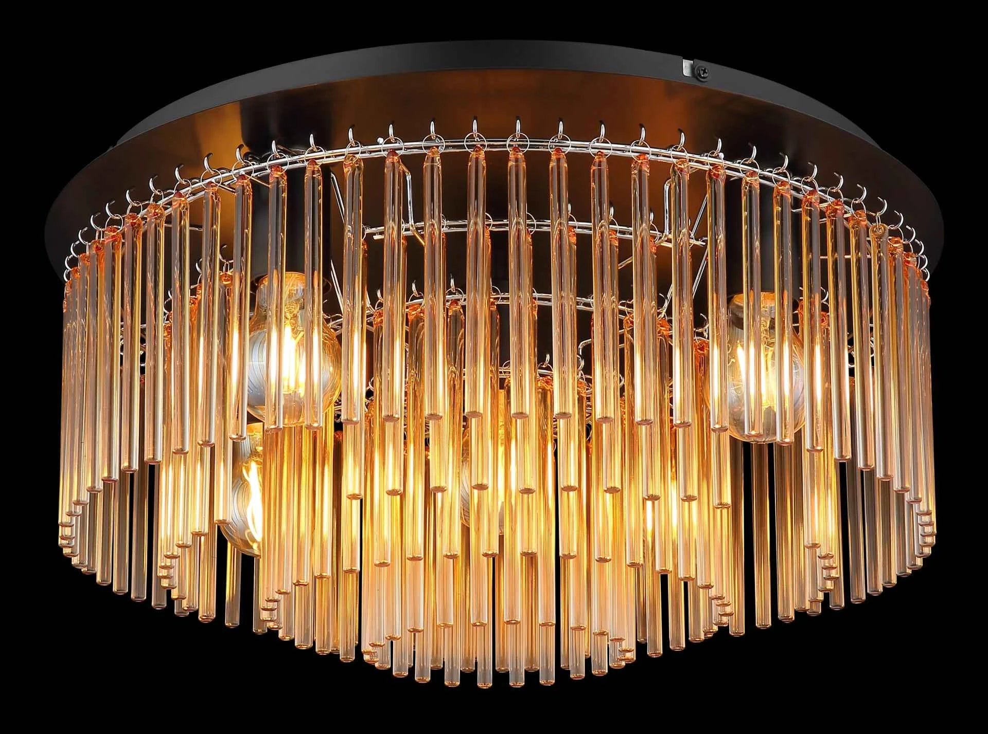 GLOBO Ceiling Lamp Black Chrome Amber Glass 5xE27 15698D1A | Buy in Kenya | Red Rhino