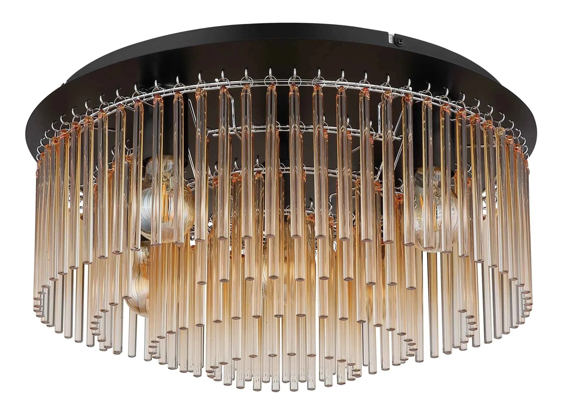 GLOBO Ceiling Lamp Black Chrome Amber Glass 5xE27 15698D1A | Buy in Kenya | Red Rhino