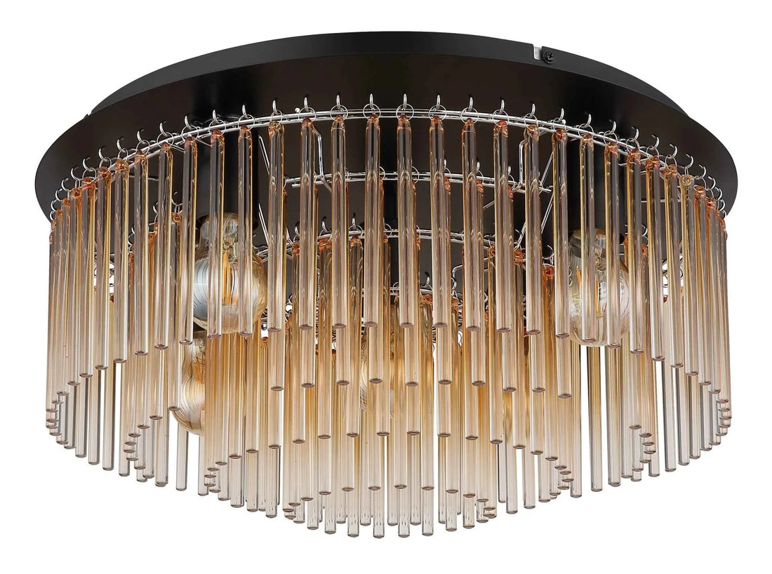 GLOBO Ceiling Lamp Black Chrome Amber Glass 5xE27 15698D1A | Buy in Kenya | Red Rhino