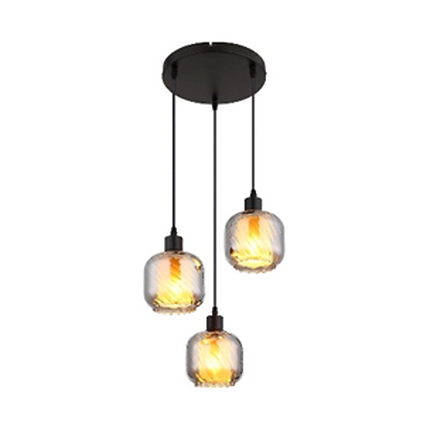 GLOBO Pendant Light Black Smoked Glass 3xE27 15754-3H - square hero product image