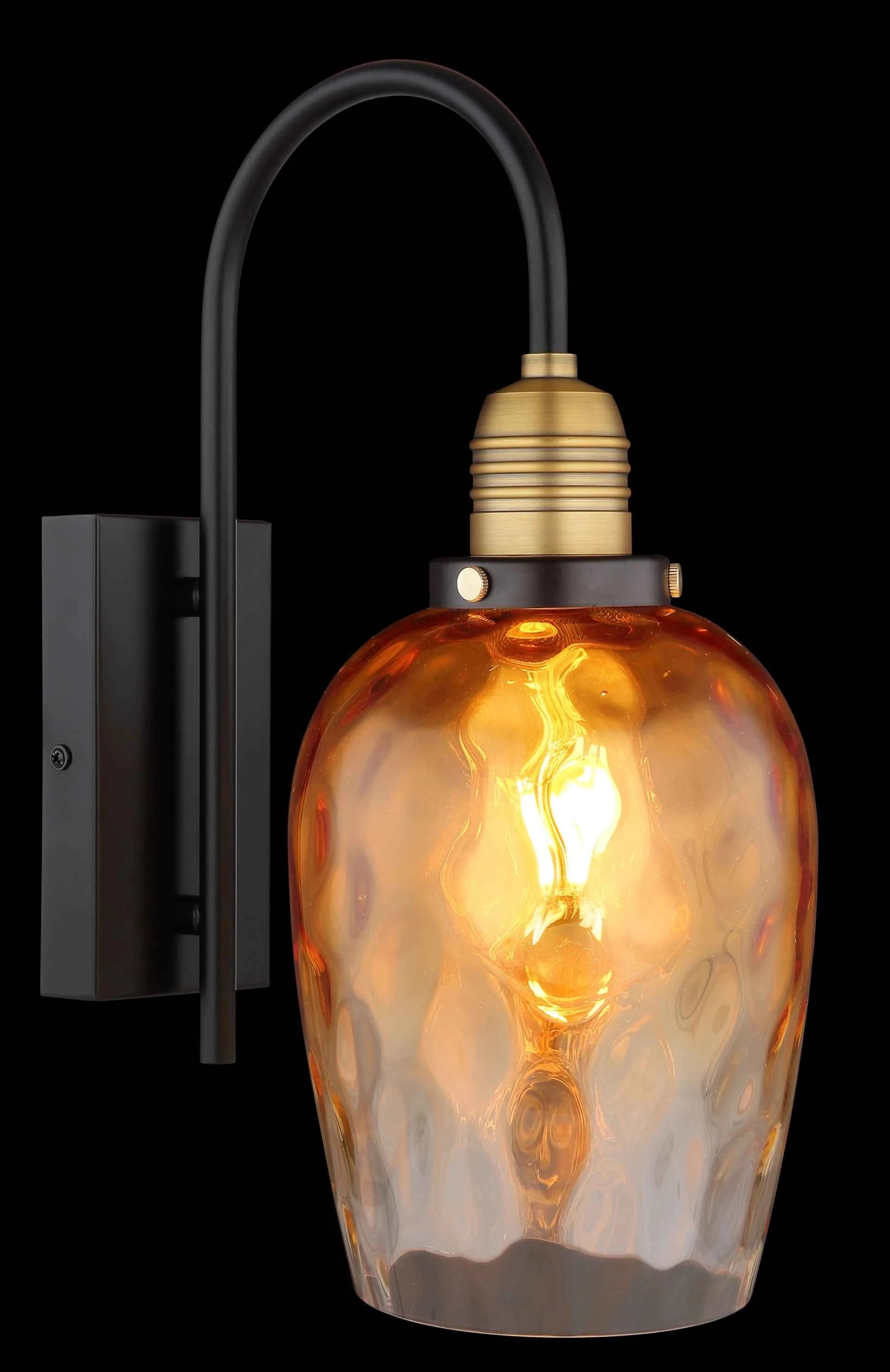 GLOBO Wall Light Black Brass Amber Glass E27 15786W | Buy in Kenya | Red Rhino