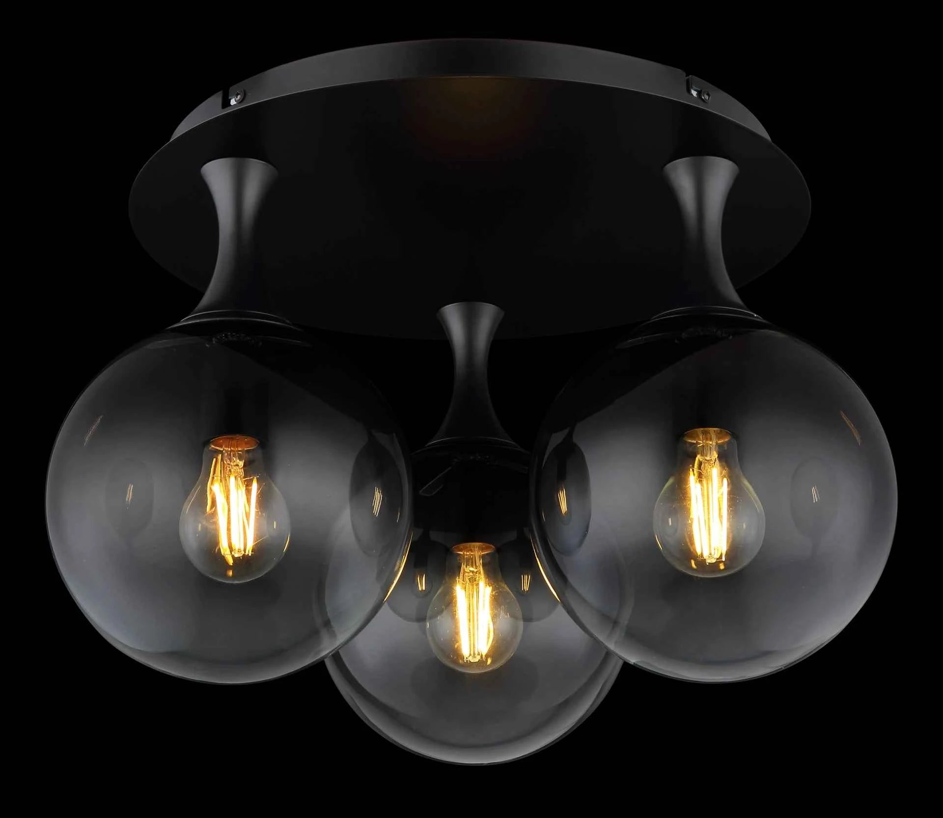 GLOBO Ceiling Light Black Smoky Glass 3xE27 LED 15885-3D | Buy in Kenya | Red Rhino