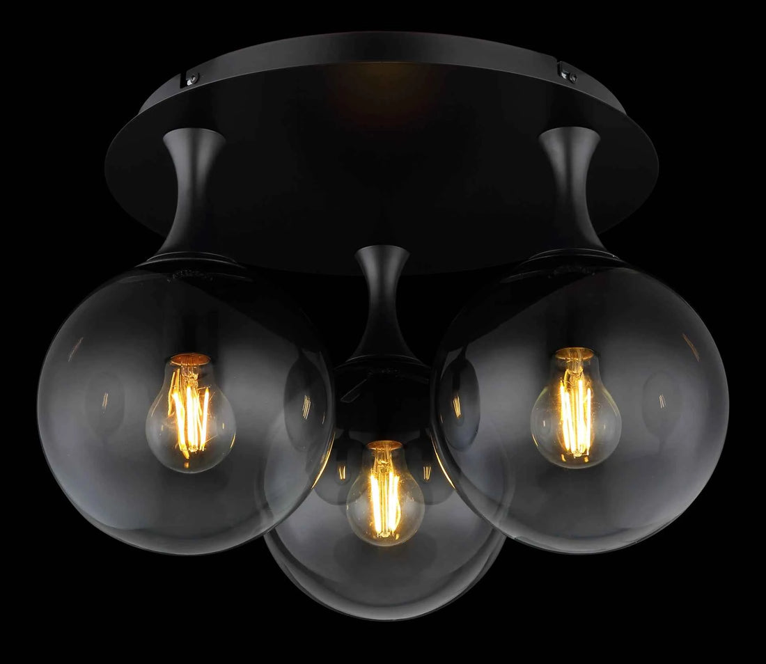 GLOBO Ceiling Light Black Smoky Glass 3xE27 LED 15885-3D | Buy in Kenya | Red Rhino