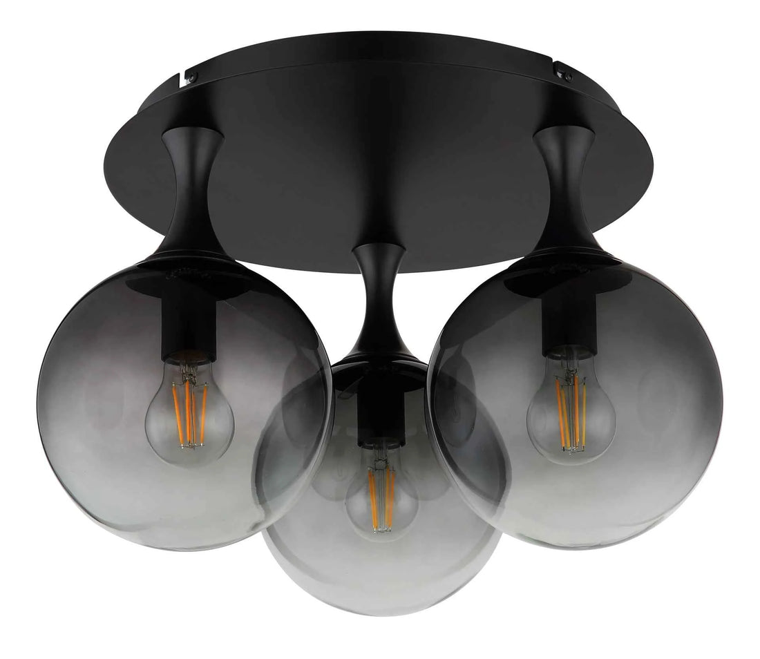 GLOBO Ceiling Light Black Smoky Glass 3xE27 LED 15885-3D | Buy in Kenya | Red Rhino