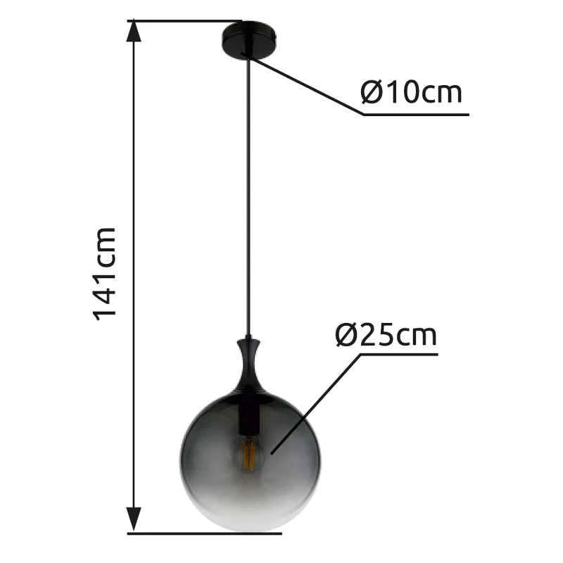 GLOBO Pendant Light Black Smoky Glass E27 15885H | Buy in Kenya | Red Rhino