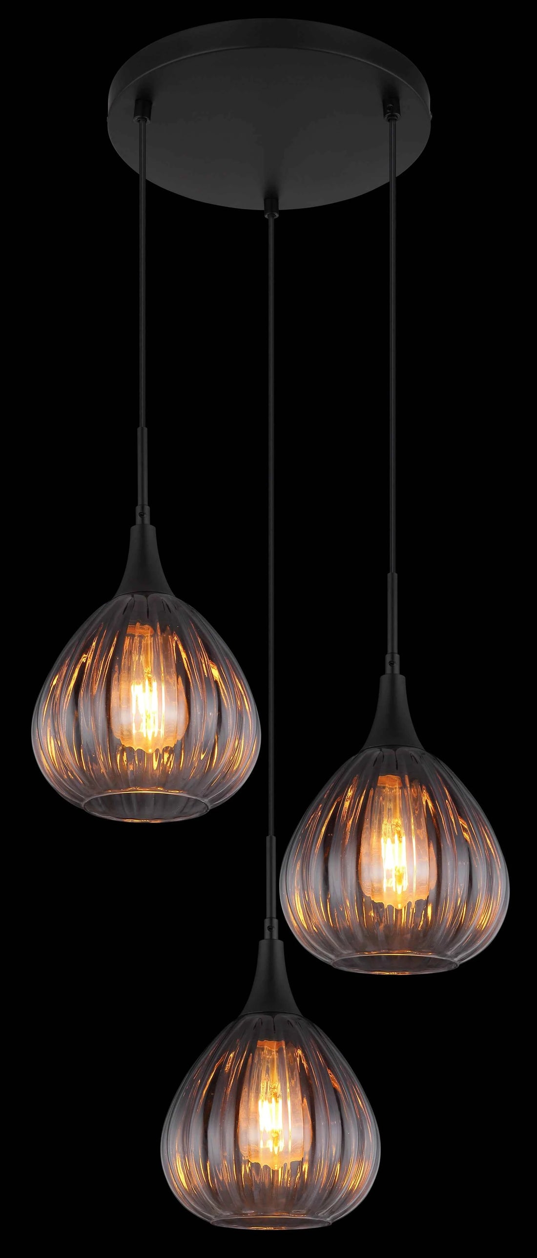 GLOBO Pendant Light Black Smoked Glass 3xE27 15887-3H | Buy in Kenya | Red Rhino