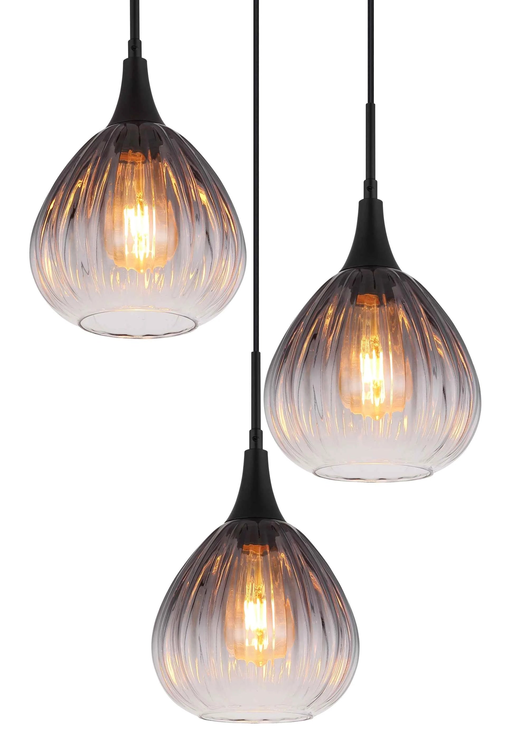 GLOBO Pendant Light Black Smoked Glass 3xE27 15887-3H | Buy in Kenya | Red Rhino