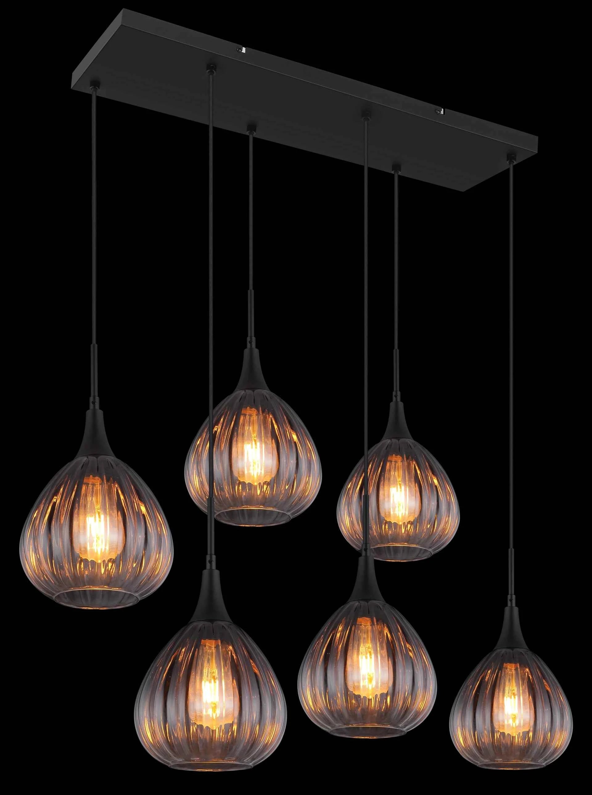 GLOBO Pendant Light Black Smoked Glass 6xE27 15887-6H | Buy in Kenya | Red Rhino