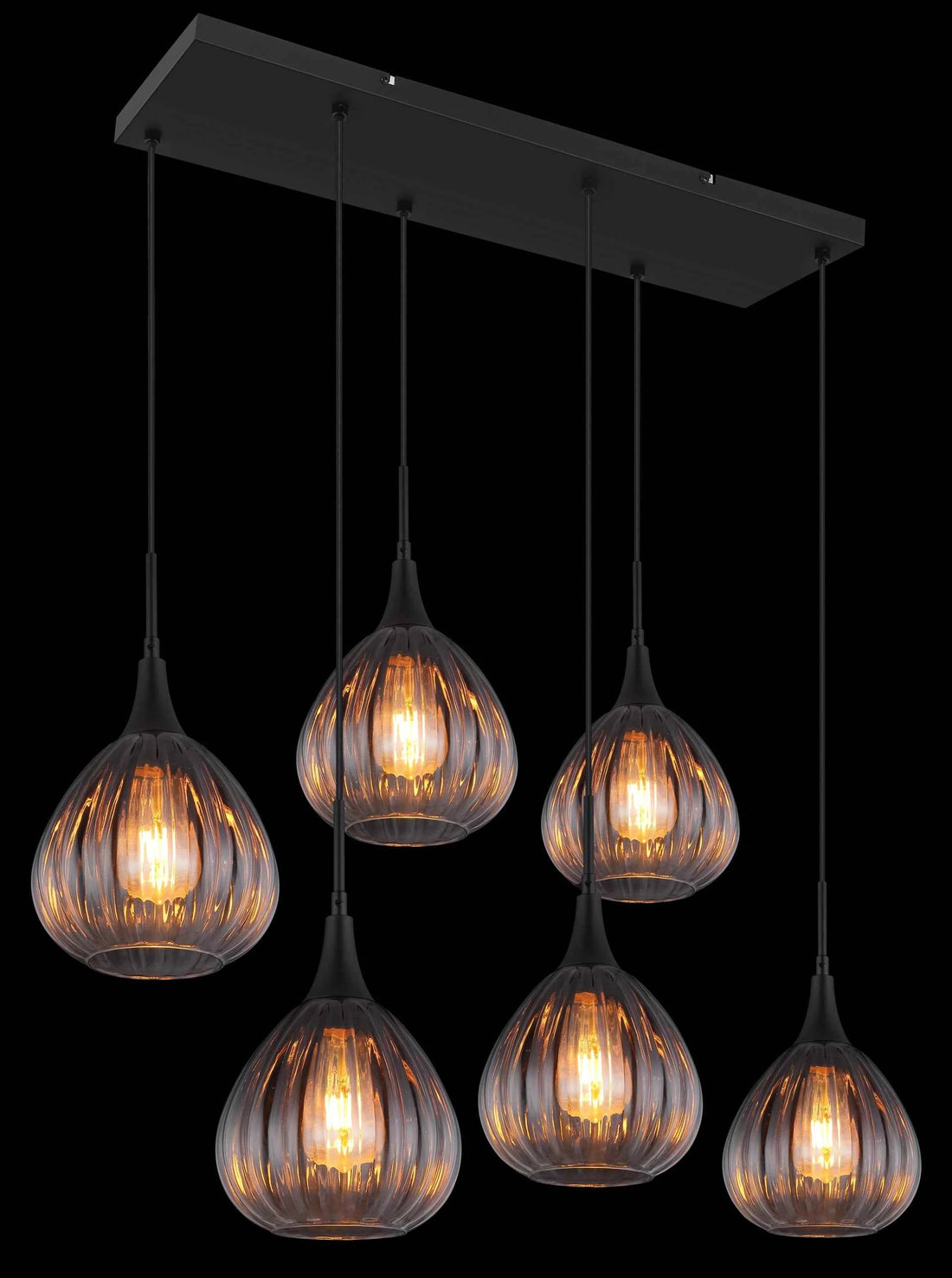 GLOBO Pendant Light Black Smoked Glass 6xE27 15887-6H | Buy in Kenya | Red Rhino