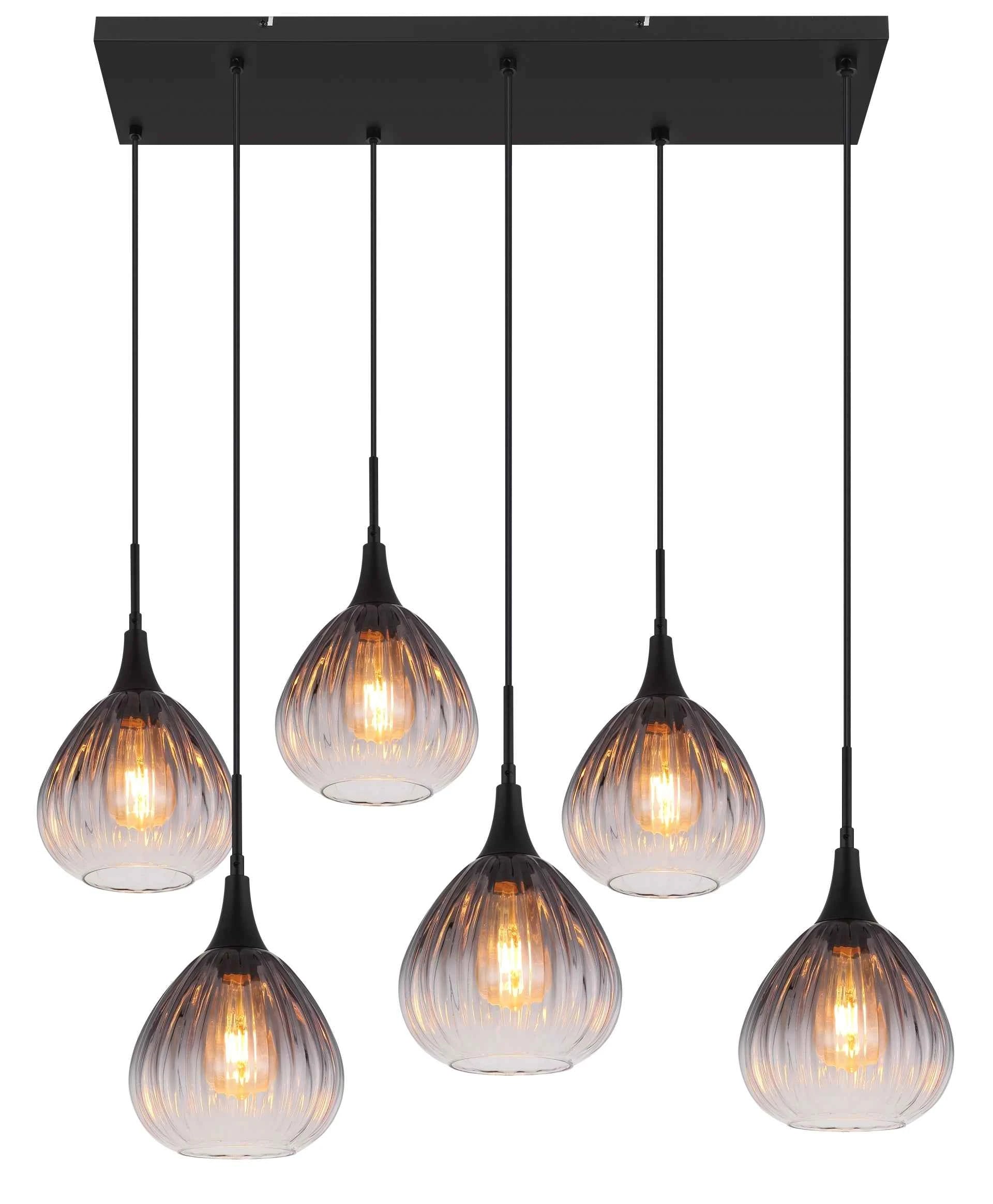GLOBO Pendant Light Black Smoked Glass 6xE27 15887-6H | Buy in Kenya | Red Rhino